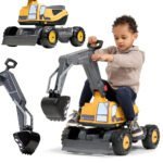 Ekskavatorius su besisukančia kabina ir judančiu kaušu