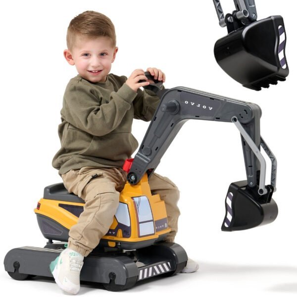 Ekskavatorius su pasukama kabina ir kaušu