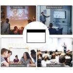 100 colių, 16:9 formato elektrinis projekcinis ekranas su nuotolinio valdymo pulteliu