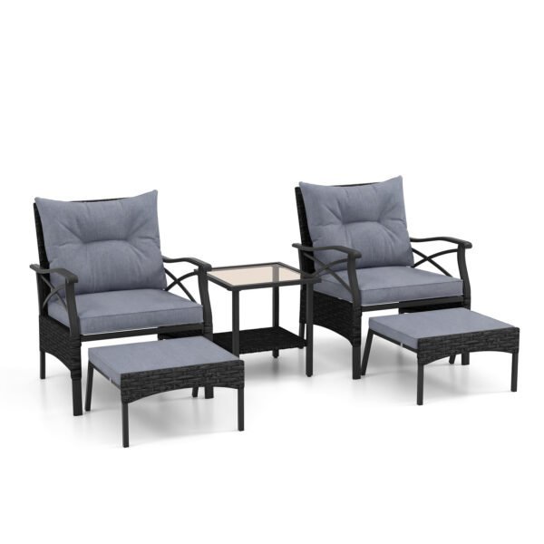 Erdvę taupantis 5 dalių terasos baldų komplektas su pufais (Pilka)