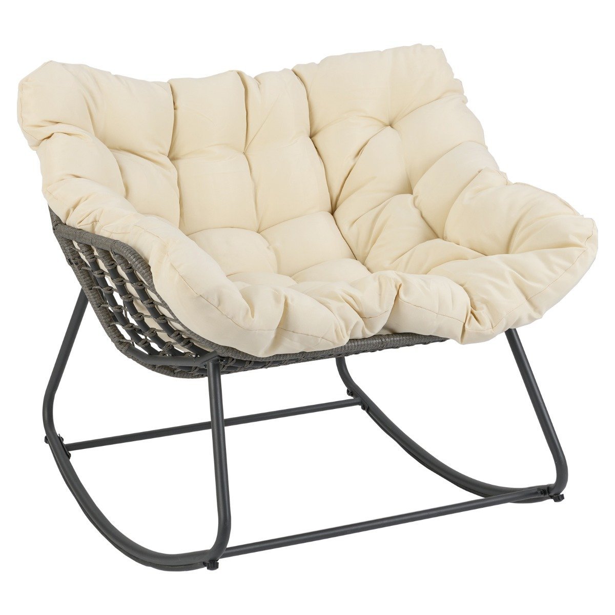 Erdvus lauko sūpynių kiaušinio krėslas su minkšta pagalve (Smėlio)