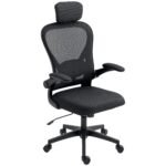 Ergonominė biuro kėdė su atlenkiamais porankiais ir reguliuojama juosmens atrama