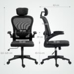 Ergonominė biuro kėdė su atlenkiamais porankiais ir reguliuojama juosmens atrama