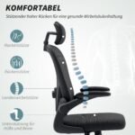 Ergonominė biuro kėdė su atlenkiamais porankiais ir reguliuojama juosmens atrama