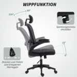 Ergonominė biuro kėdė su atlenkiamais porankiais ir reguliuojama juosmens atrama