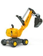 Geltonas ekskavatorius su besisukančia kabina