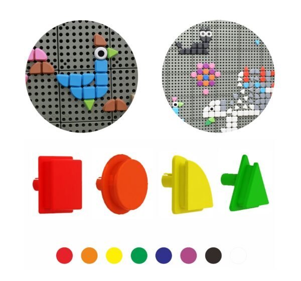 Geometrinių formų konstravimo kaišteliai STEM lentoms