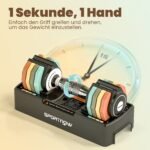 Greitai reguliuojamų hantelių rinkinys su padėklu 1-5 kg