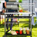 Grilio serviravimo staliukas su nerūdijančio plieno paviršiumi ir reguliuojama lentyna – Paveikslėlis 6