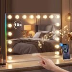 Hollywood stiliaus makiažo veidrodis su reguliuojamu LED apšvietimu ir Bluetooth garsiakalbiu