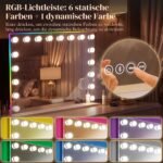 Hollywood stiliaus makiažo veidrodis su reguliuojamu LED apšvietimu ir Bluetooth garsiakalbiu