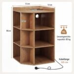 Kampinė knygų lentyna su integruota įkrovimo stotele (Natūrali) – Paveikslėlis 2