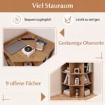 Kampinė knygų lentyna su integruota įkrovimo stotele (Natūrali) – Paveikslėlis 3