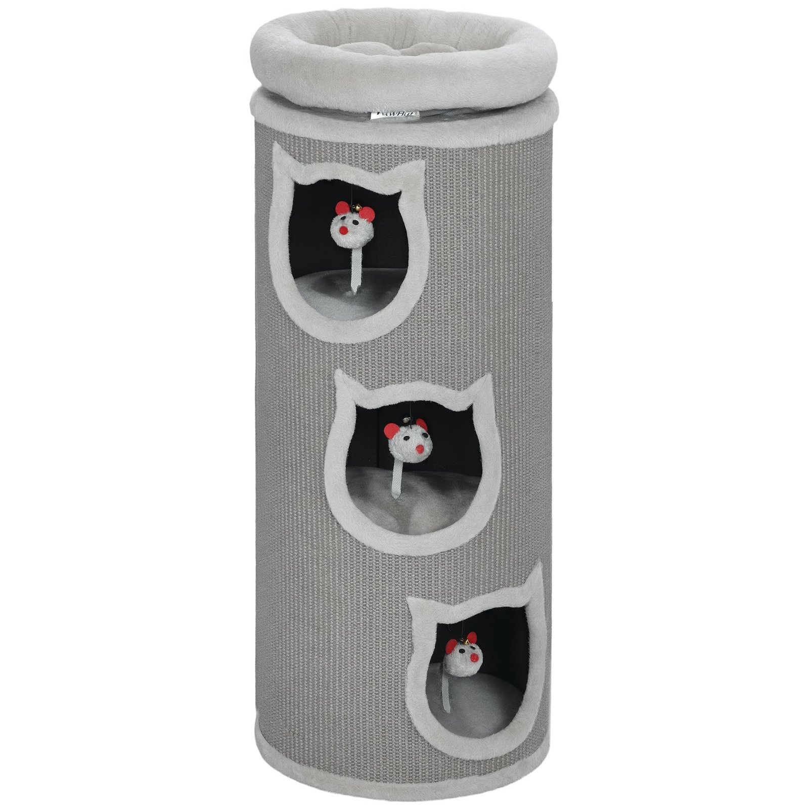 Katės draskymo statinė su 3 miegojimo urvais ir plaunamu gultu