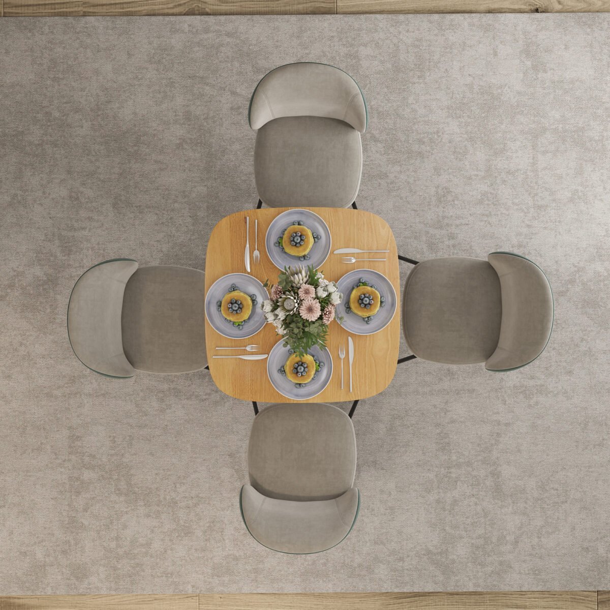 Kaučiukmedžio valgomojo stalas 4 asmenims – Paveikslėlis 7