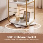 Keturaukštė 360° pasukama knygų lentyna su metaliniu rėmu (Auksinė) – Paveikslėlis 3
