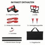 Kompaktiška 7-in-1 atsispaudimų lenta su pasipriešinimo gumomis ir ratukais