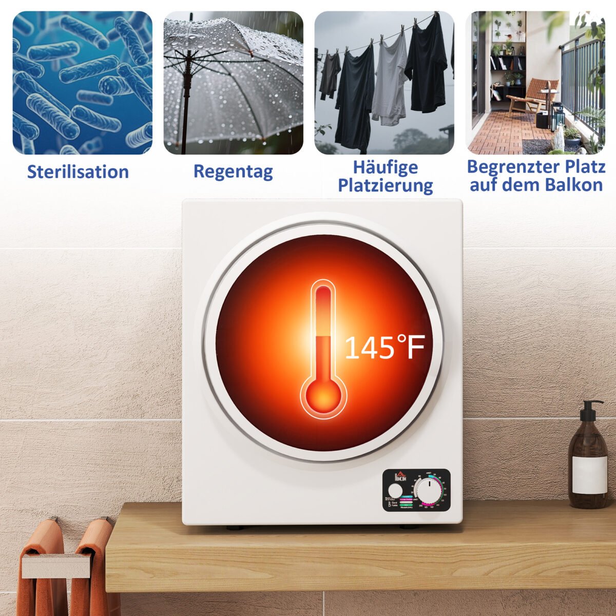 Kompaktiškas 4 kg skalbinių džiovintuvas su sterilizavimo funkcija – Paveikslėlis 7