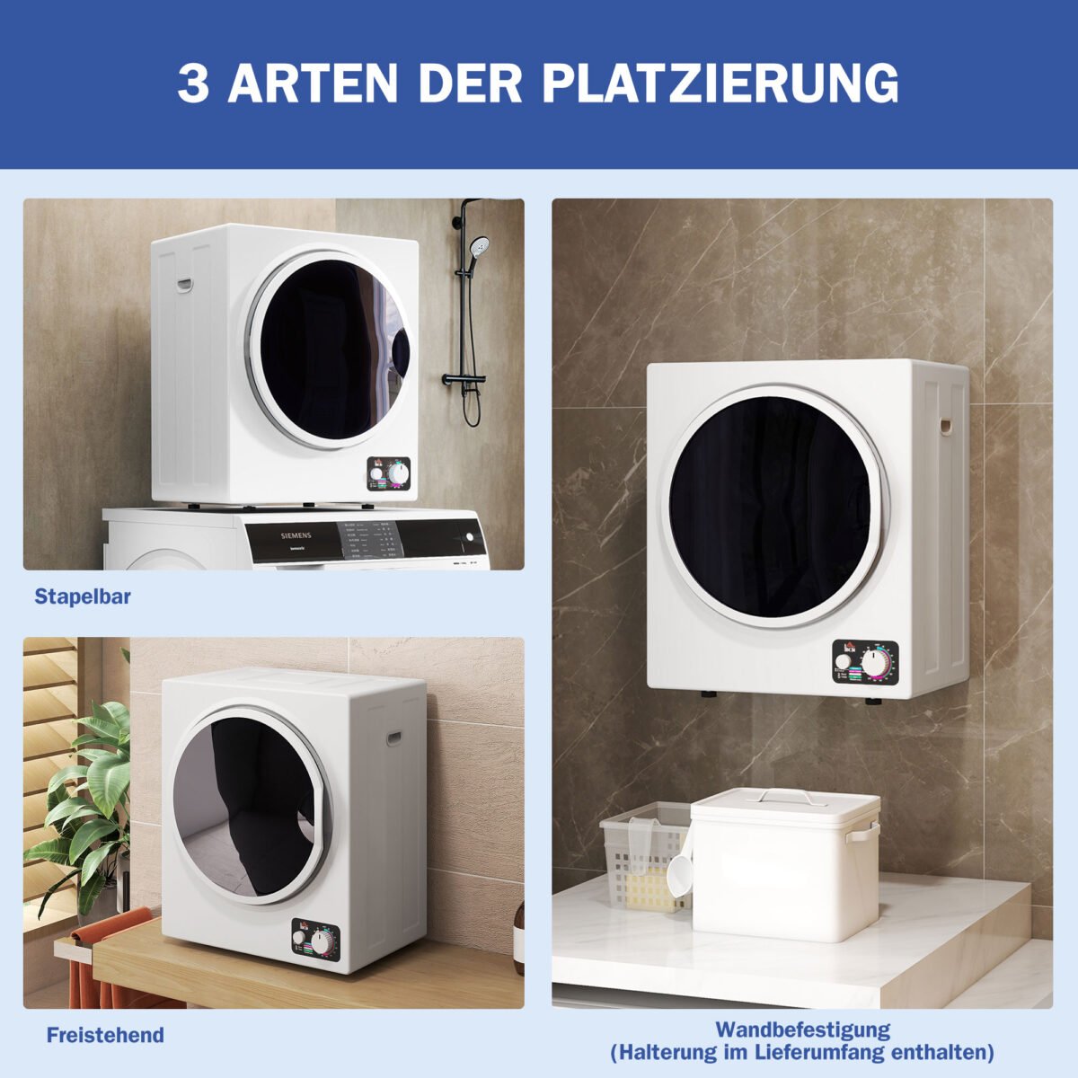 Kompaktiškas 4 kg skalbinių džiovintuvas su sterilizavimo funkcija – Paveikslėlis 8