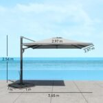 Konsolinis saulės skėtis 3x3 m, 360° pasukamas, su svirtimi – Paveikslėlis 3
