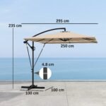 Konsolinis skėtis Ø 260 cm su 360° pasukimu ir UV 50 apsauga – Paveikslėlis 3