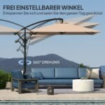 Konsolinis skėtis Ø 260 cm su 360° pasukimu ir UV 50 apsauga – Paveikslėlis 6