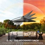 Konsolinis skėtis su saulės LED apšvietimu ir 360° pasukimu 300 cm skersmens – Paveikslėlis 6