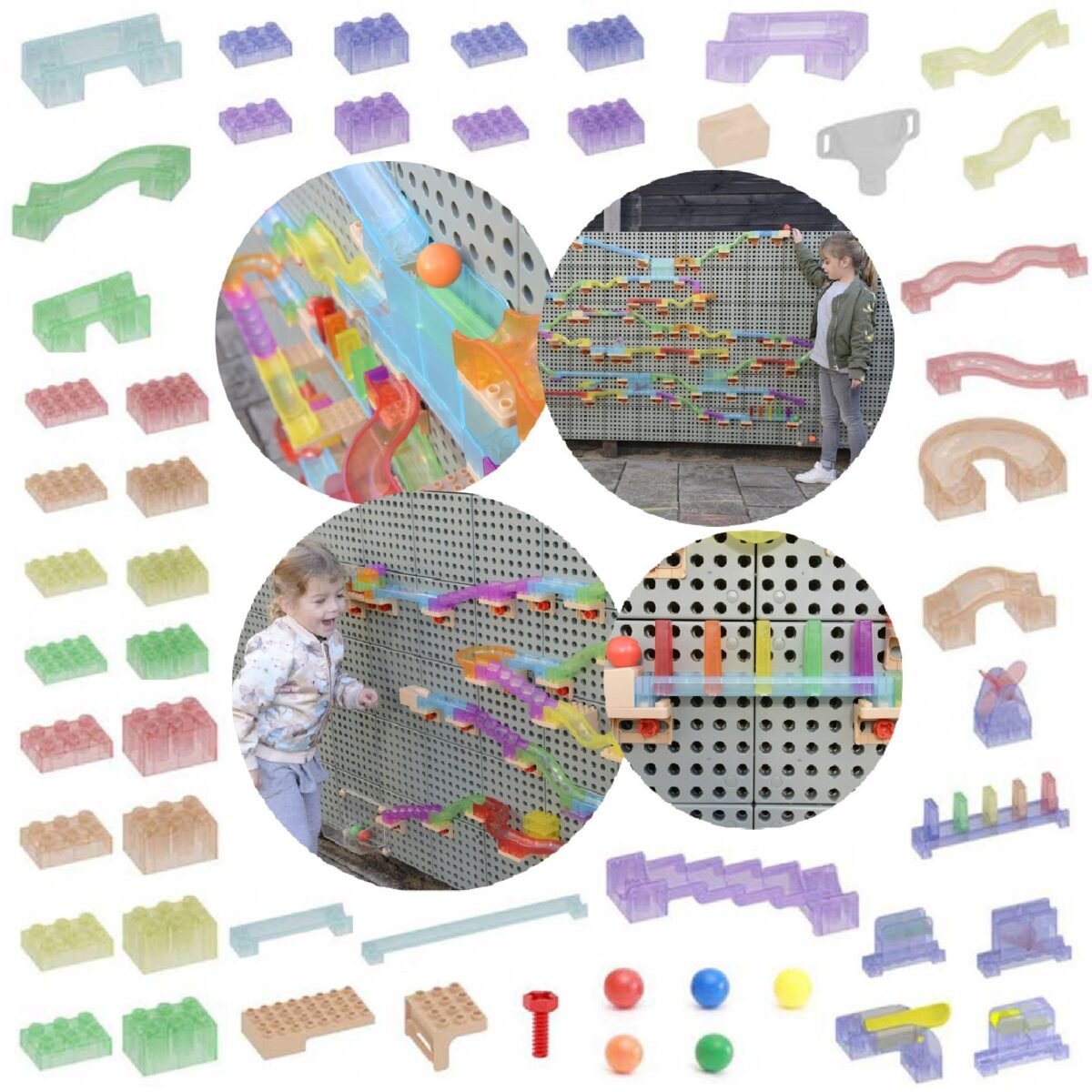 Konstravimo rinkinys kamuoliukų trasoms su STEAM lenta, 440 dalių – Paveikslėlis 17