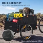 Krovininė dviračio priekaba 170 l talpos su apsaugine danga ir iki 40 kg keliamąja galia – Paveikslėlis 4