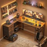 L formos žaidimų stalas su LED apšvietimu ir monitoriaus stovu – Paveikslėlis 2