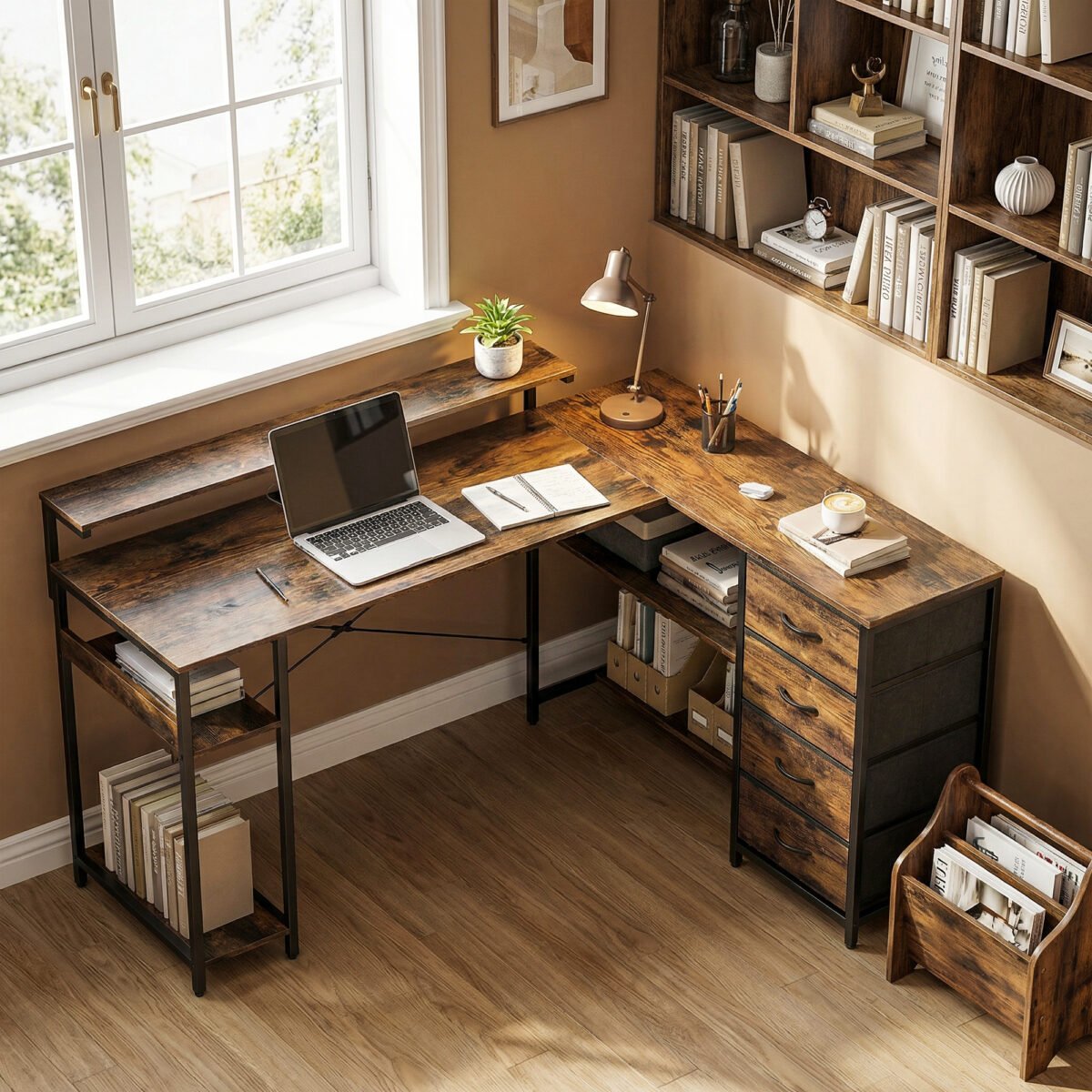 L formos žaidimų stalas su LED apšvietimu ir monitoriaus stovu – Paveikslėlis 8