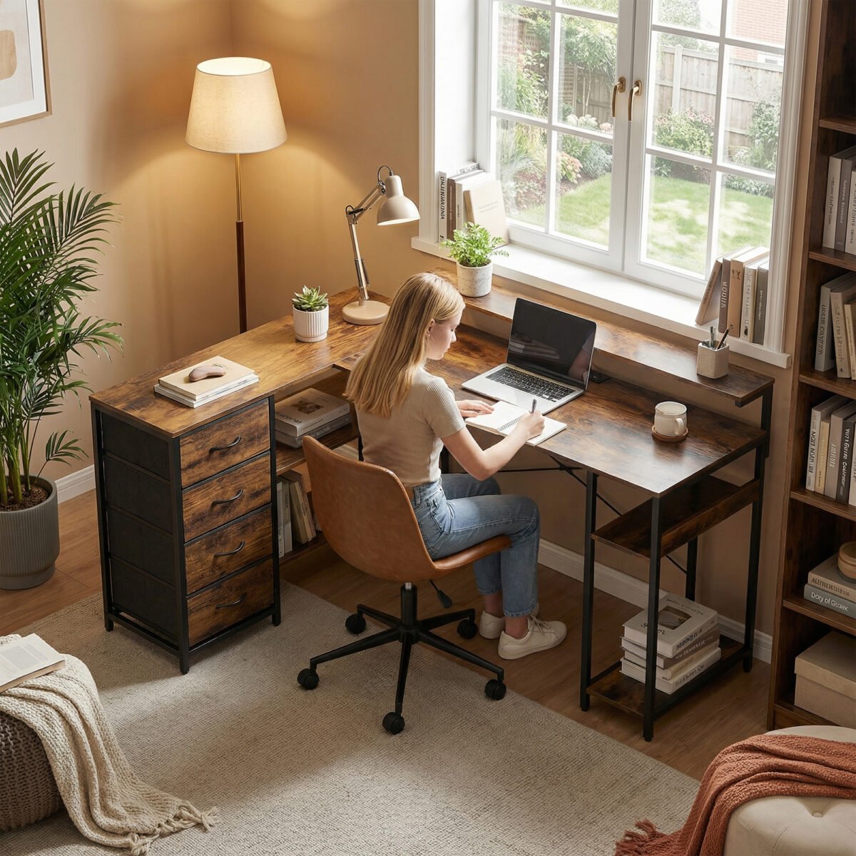 L formos žaidimų stalas su LED apšvietimu ir monitoriaus stovu – Paveikslėlis 9