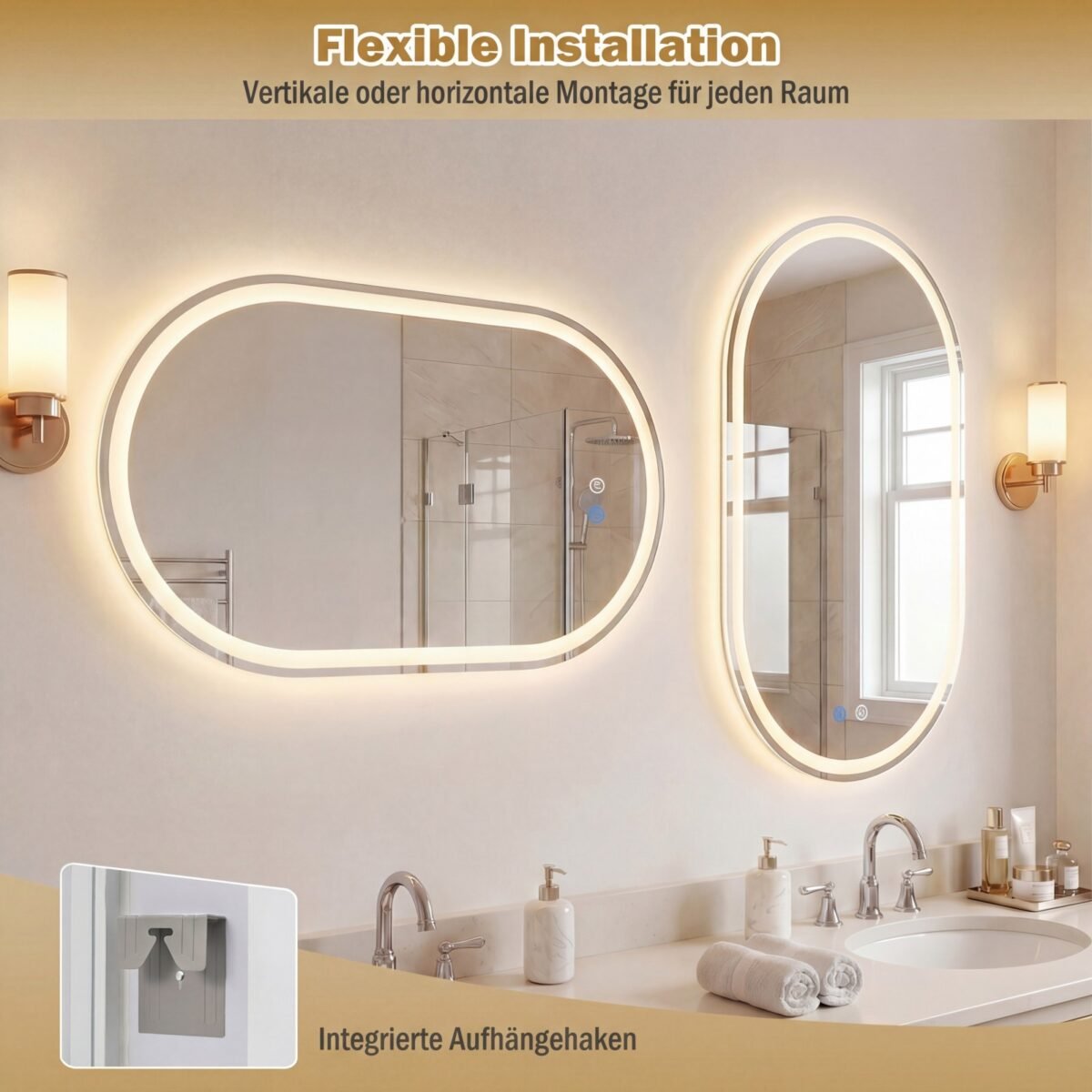 LED apšviestas vonios kambario veidrodis su apsauga nuo rasojimo (Sidabrinė) – Paveikslėlis 5