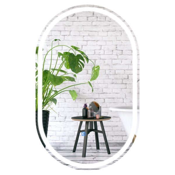 LED apšviestas vonios kambario veidrodis su apsauga nuo rasojimo (Sidabrinė)