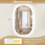 LED vonios veidrodis su reguliuojama šviesa ir apsauga nuo rasojimo (Sidabrinė) – Paveikslėlis 2