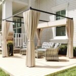 Laisvai pastatoma pergola su stumdomu stogu ir 4 šoninėmis sienelėmis