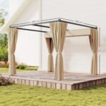 Laisvai pastatoma pergola su stumdomu stogu ir 4 šoninėmis sienelėmis