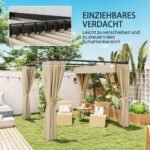 Laisvai pastatoma pergola su stumdomu stogu ir 4 šoninėmis sienelėmis