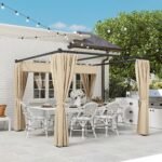 Laisvai pastatoma pergola su stumdomu stogu ir 4 šoninėmis sienelėmis