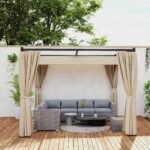 Laisvai pastatoma pergola su stumdomu stogu ir 4 šoninėmis sienelėmis