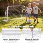 Lauko futbolo vartai su tvirtu metaliniu rėmu ir atspariu tinklu (Balta) – Paveikslėlis 3