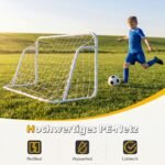 Lauko futbolo vartai su tvirtu metaliniu rėmu ir atspariu tinklu (Balta) – Paveikslėlis 4