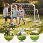 Lauko futbolo vartai su tvirtu metaliniu rėmu ir atspariu tinklu (Balta) – Paveikslėlis 5