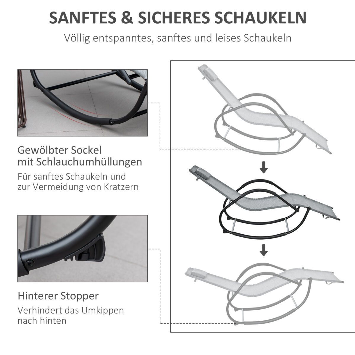 Lauko supamas gultas su galvos pagalve iki 160 kg – Paveikslėlis 4
