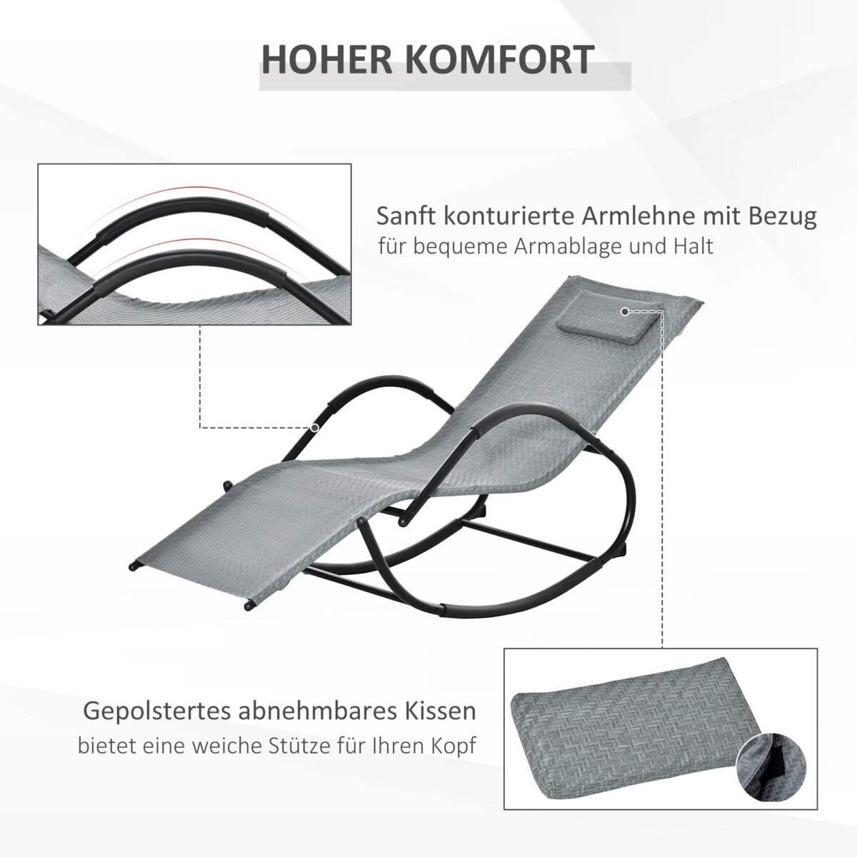 Lauko supamas gultas su galvos pagalve iki 160 kg – Paveikslėlis 5