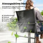 Lauko valgomojo komplektas su 150x80 cm stikliniu stalu ir 6 kvėpuojančiomis tinklinio audinio kėdėmis su dekoratyviniais porankiais – Paveikslėlis 4
