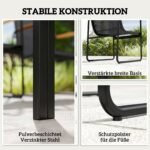 Lauko valgomojo komplektas su 150x80 cm stikliniu stalu ir 6 kvėpuojančiomis tinklinio audinio kėdėmis su dekoratyviniais porankiais – Paveikslėlis 8
