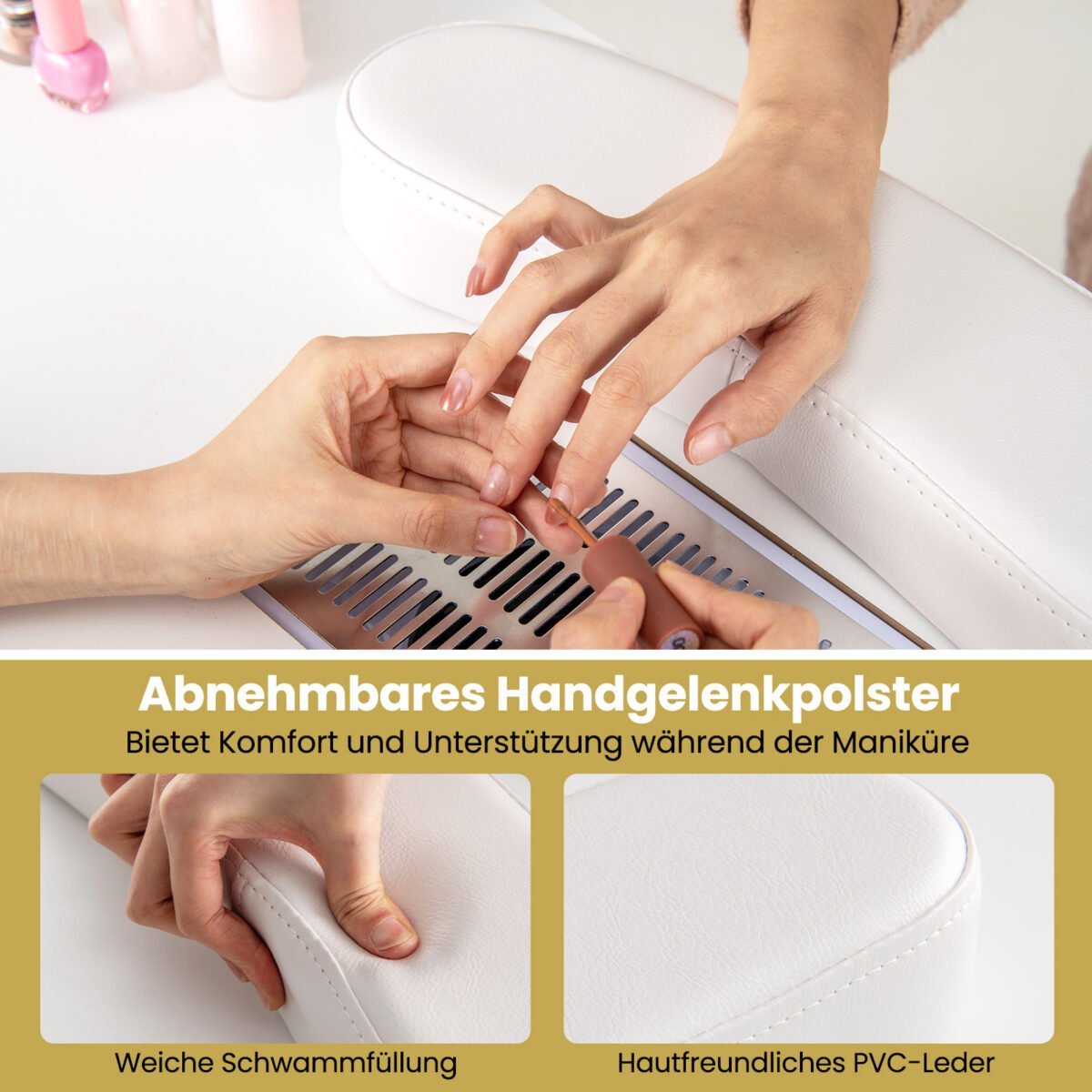 Manikiūro stalas su integruotu dulkių surinkėju ir stalčiais (Balta) – Paveikslėlis 4