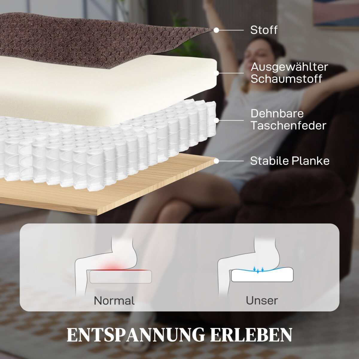 Masažinis fotelis su 8 vibracijos taškais ir juosmens šildymu – Paveikslėlis 7