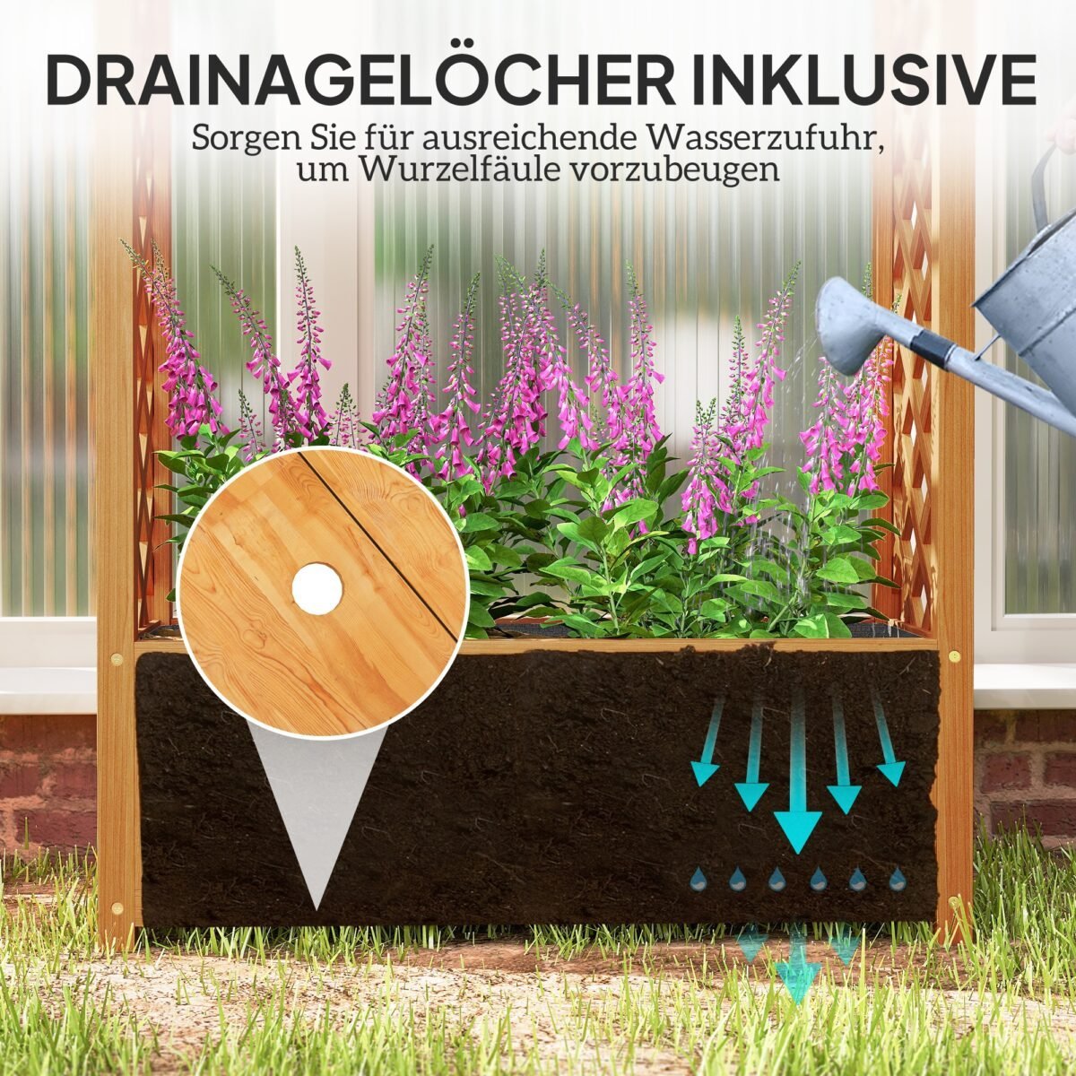 Medinė aukšta lysvė su arkine atrama vijokliniams augalams – Paveikslėlis 6